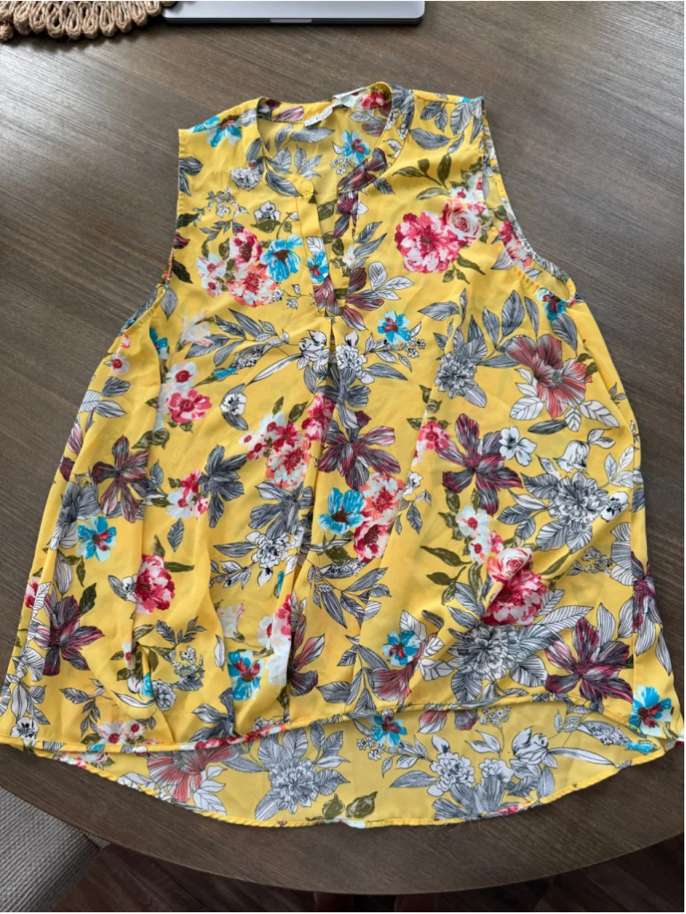 Novida Floral Sleeveless Blouse Yellow Multi-color Size 2X
